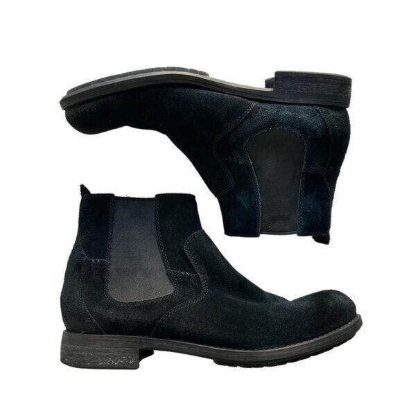 Ugg Mens Clyne Pull On Black Suede Chelsea Boots Size 9.5 Business Casual Gothic - Picture 2 of 8